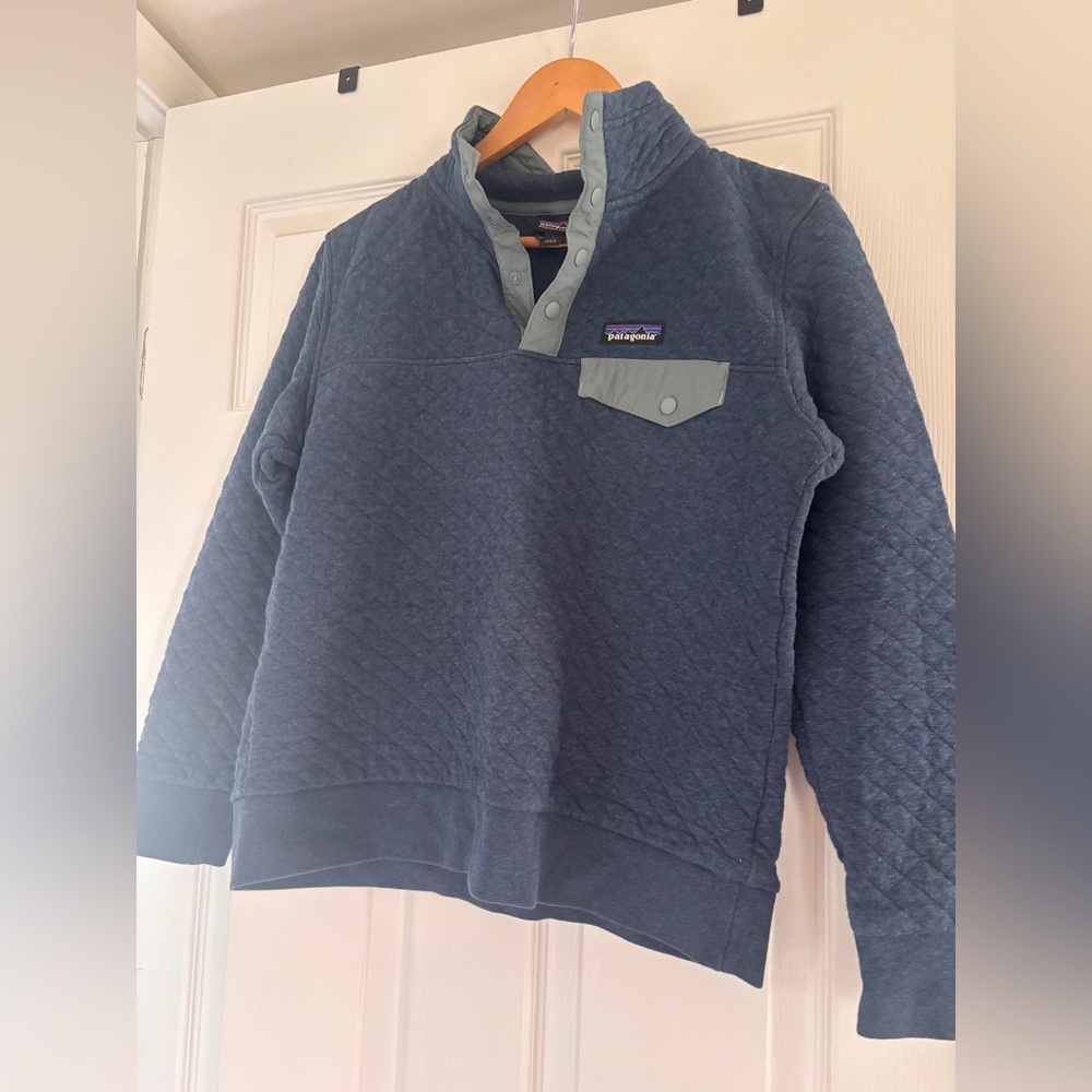 Patagonia womens Quilted Snap-T Pullover Sweater - Navy